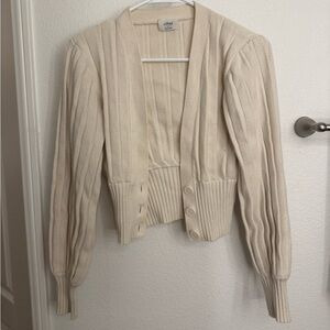 Aritzia Wilfred Cream Plunge Front Cardigan